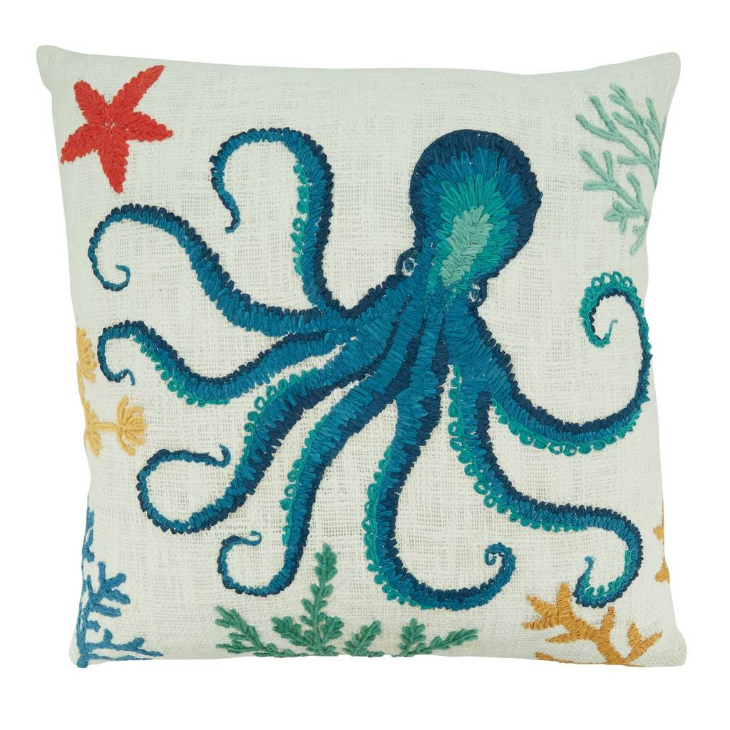 Octopus Design Throw Pillow with Down Filling - Multi Color - 20 in.