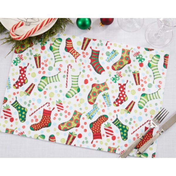 Picture of Saro Lifestyle 1228.M1420B 14 x 20 in. Christmas Stockings Placemats, Multi Color - Set of 4