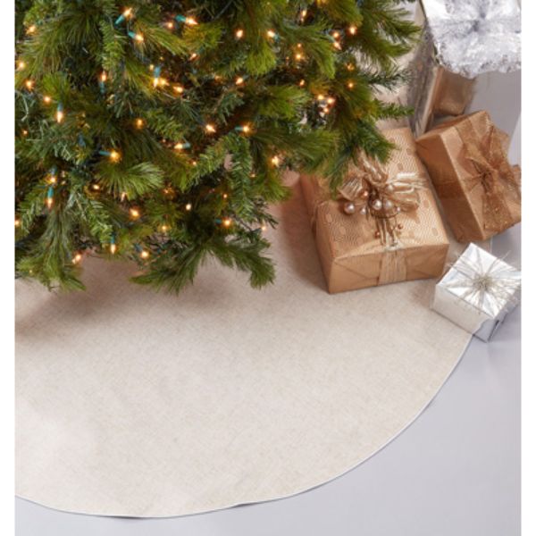 72 in. Round Toscana Tree Skirt with Silver Piping, Silver