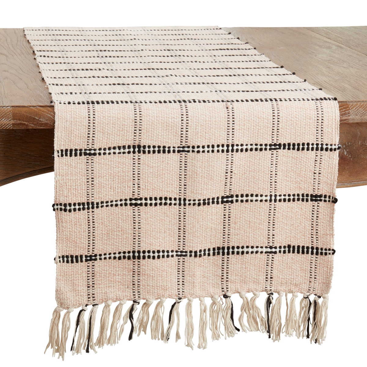 Picture of Saro Lifestyle 3501.N1672B 72 in. Checkered Design Table Runner, Natural
