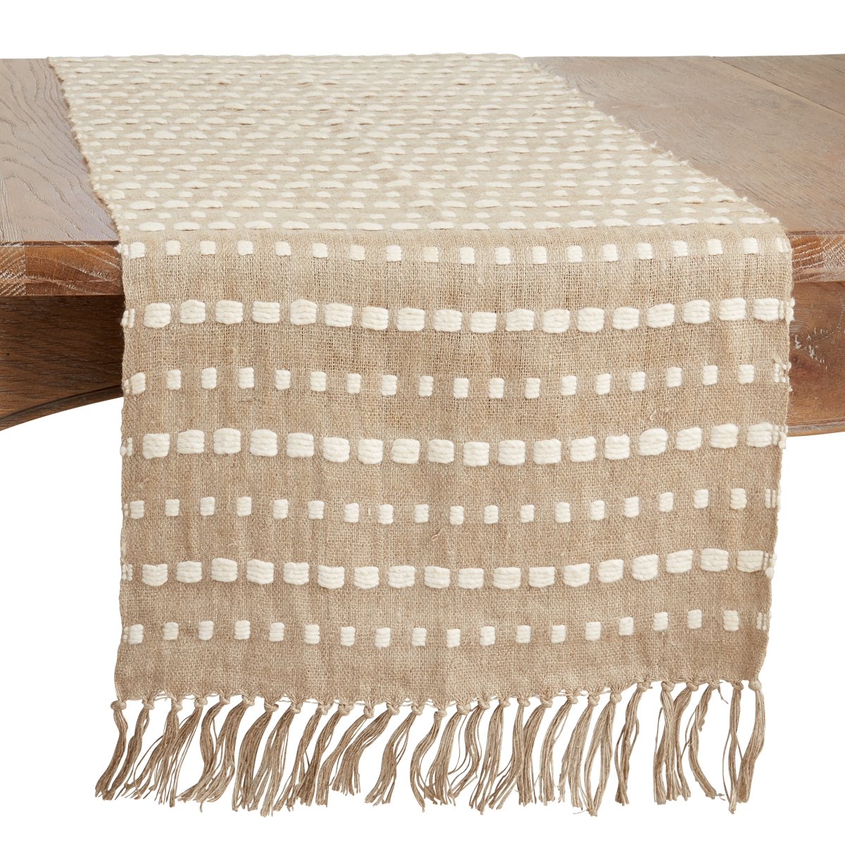 72 in. Stitched Stripe Table Runner, Natural