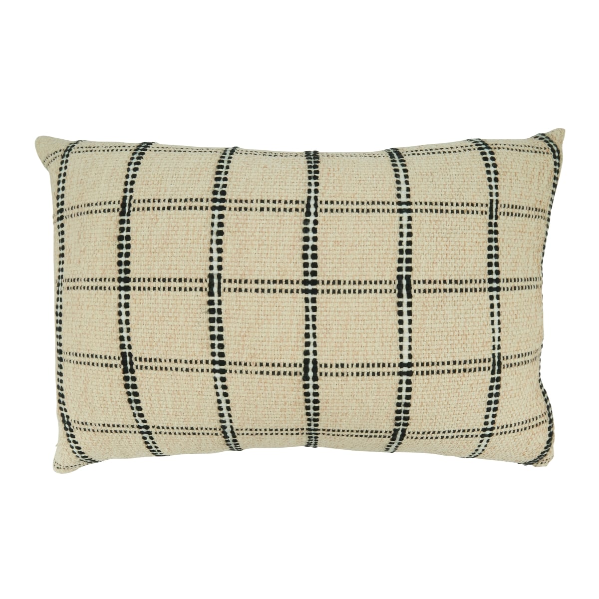 24 in. Checkered Design Pillow Cover, Natural