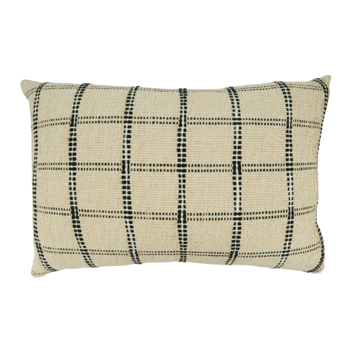 16 x 24 in. Checkered Design Throw Pillow with Down Filling, Natural