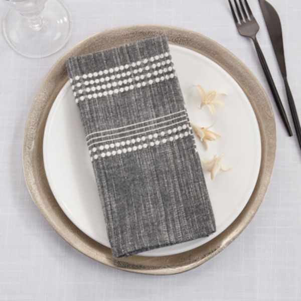 Picture of Saro Lifestyle 6091.BK20S 20 x 20 in. Striped Table Napkins, Black - Set of 4