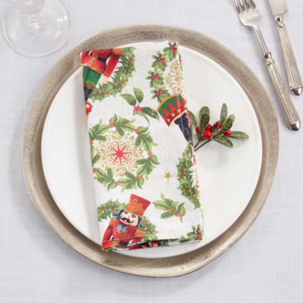 Picture of Saro Lifestyle 3232.RG20S 20 in. Nutcracker Design Table Napkins, Red & Green - Set of 4