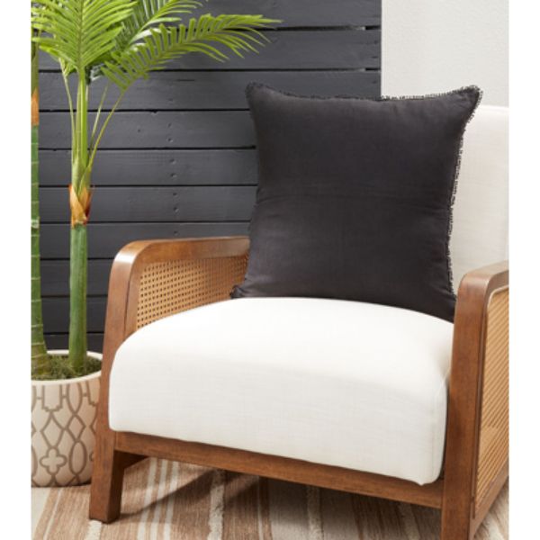 20 x 20 in. Pom Pom Design Throw Pillow with Down Filling, Black