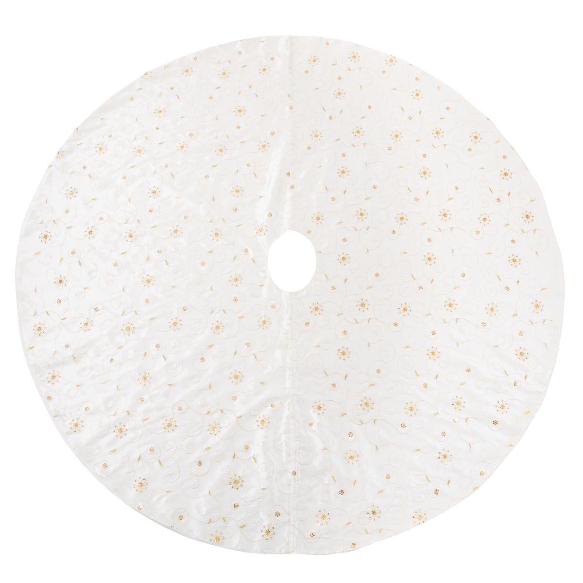 72 in. Embroidered & Sequined Design Tree Skirt, Ivory