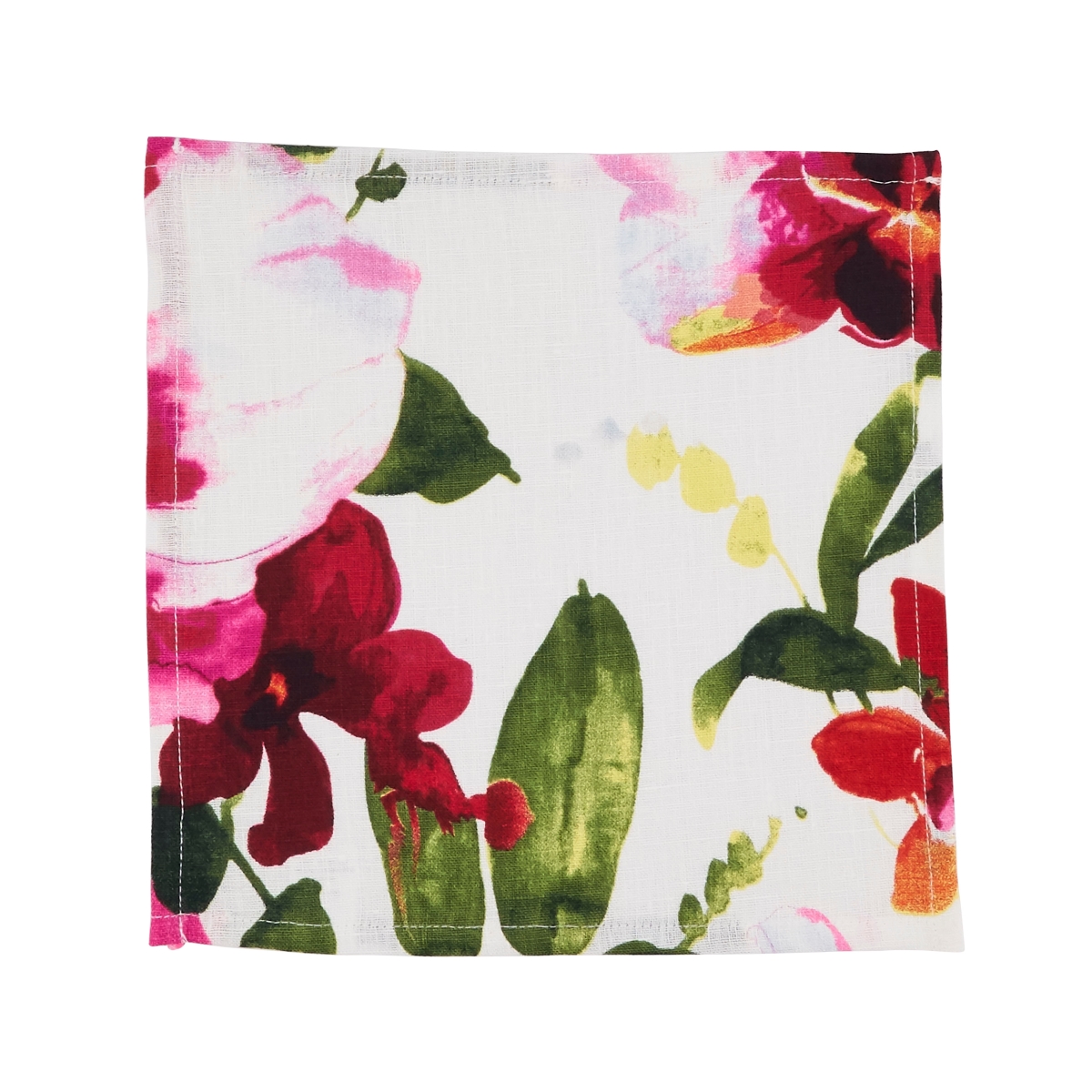 Picture of Saro Lifestyle 1618.M9S 9 in. Watercolor Floral Design Linen Cocktail Napkin, Set of 4