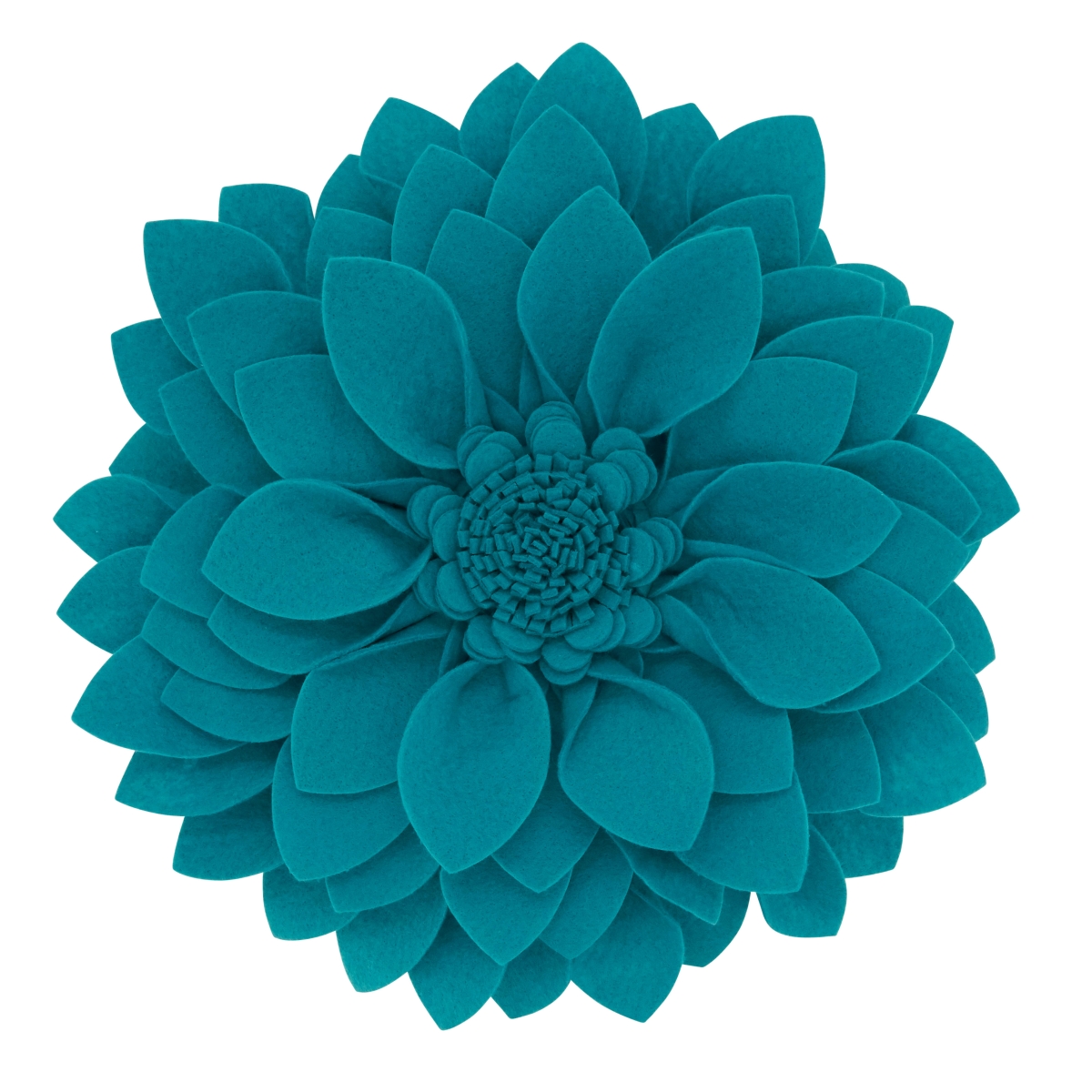 13 x 3 x 13 in. Flower Shaped Felt Throw Pillow, Teal