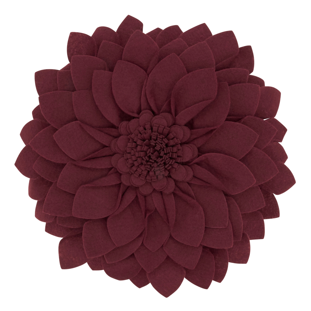 13 x 3 x 13 in. Flower Shaped Felt Throw Pillow, Wine