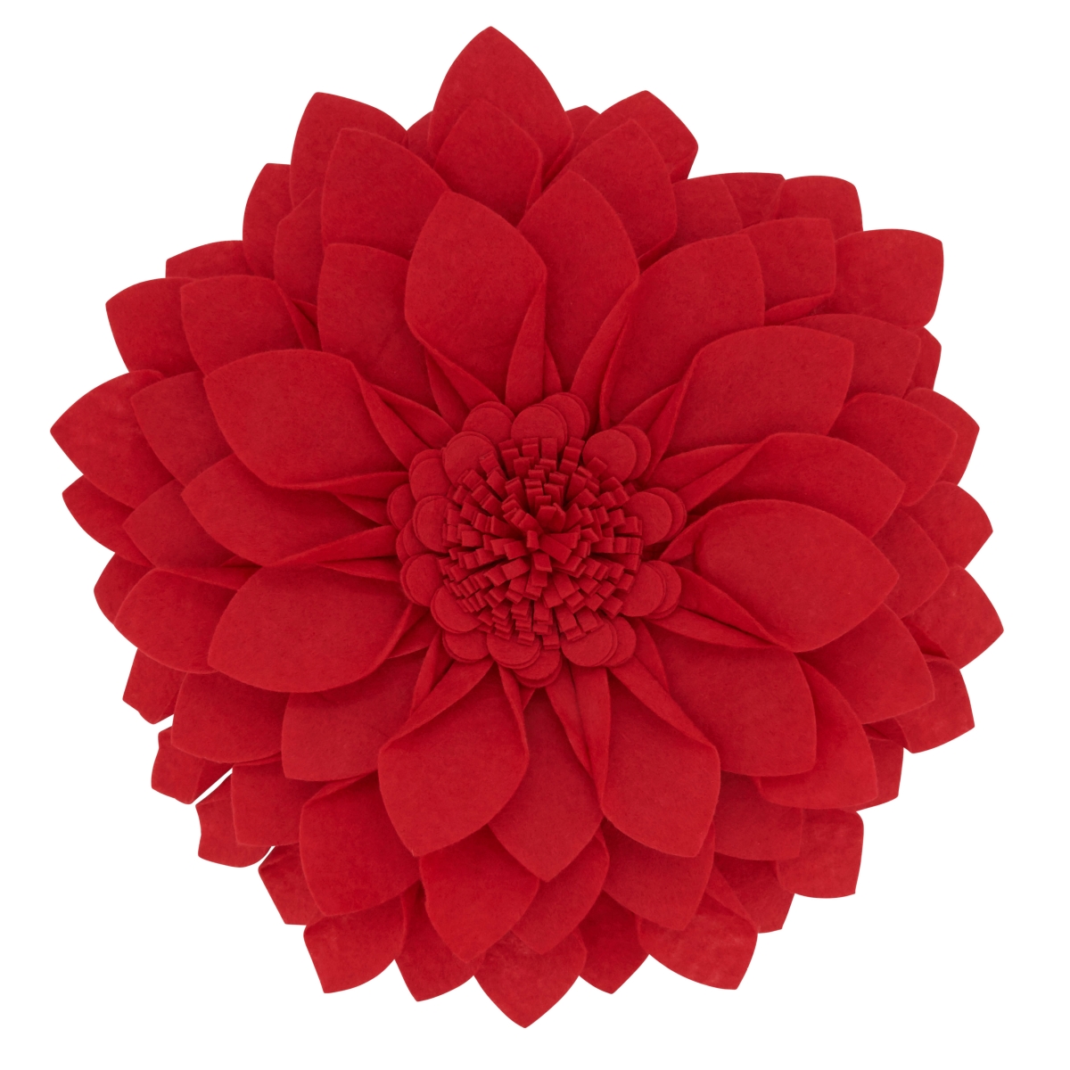 16 x 3 x 16 in. Flower Shaped Felt Throw Pillow, Red