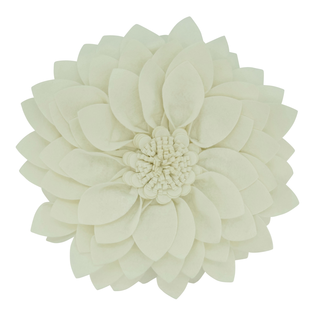 16 x 3 x 16 in. Flower Shaped Felt Throw Pillow, Ivory