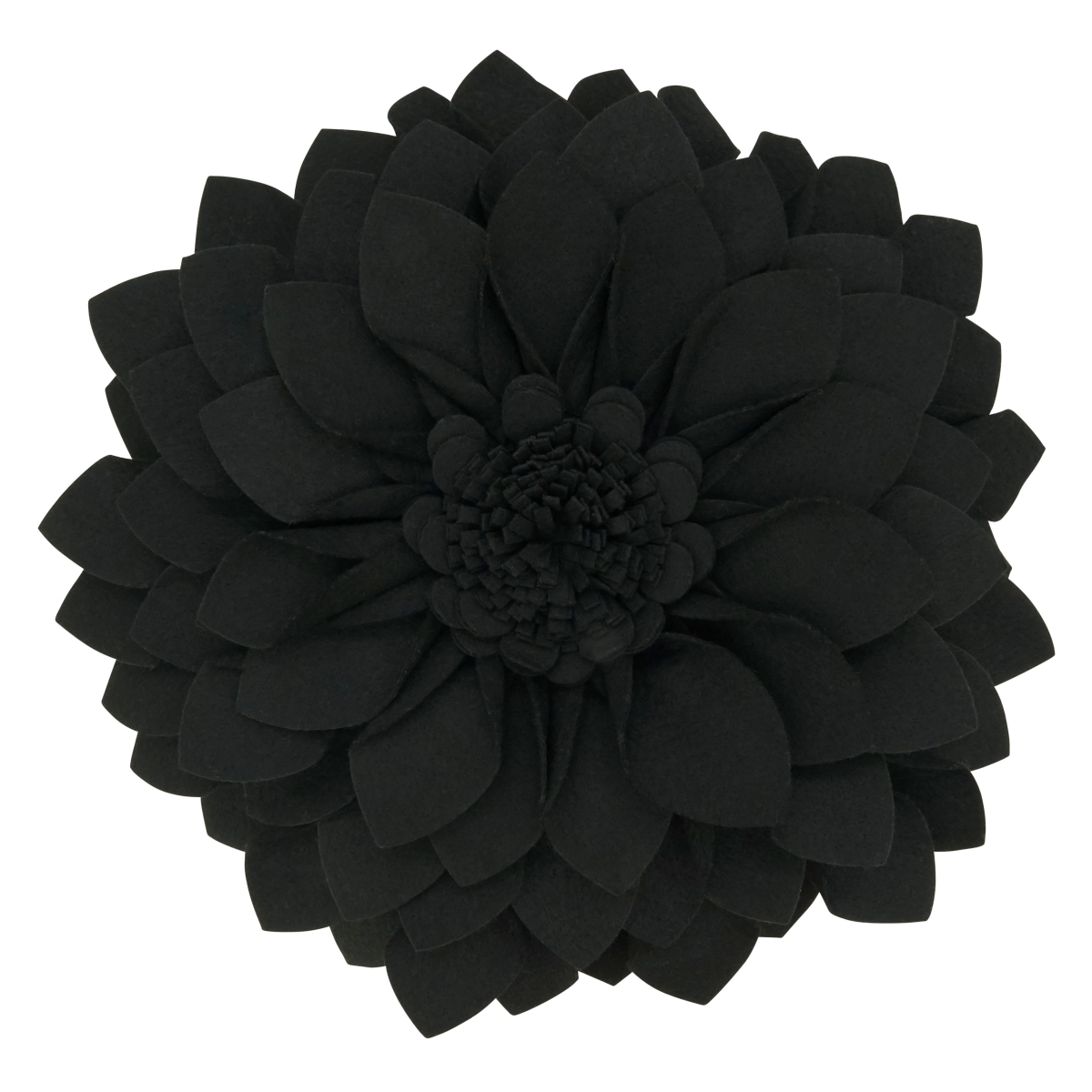 16 x 3 x 16 in. Flower Shaped Felt Throw Pillow, Black