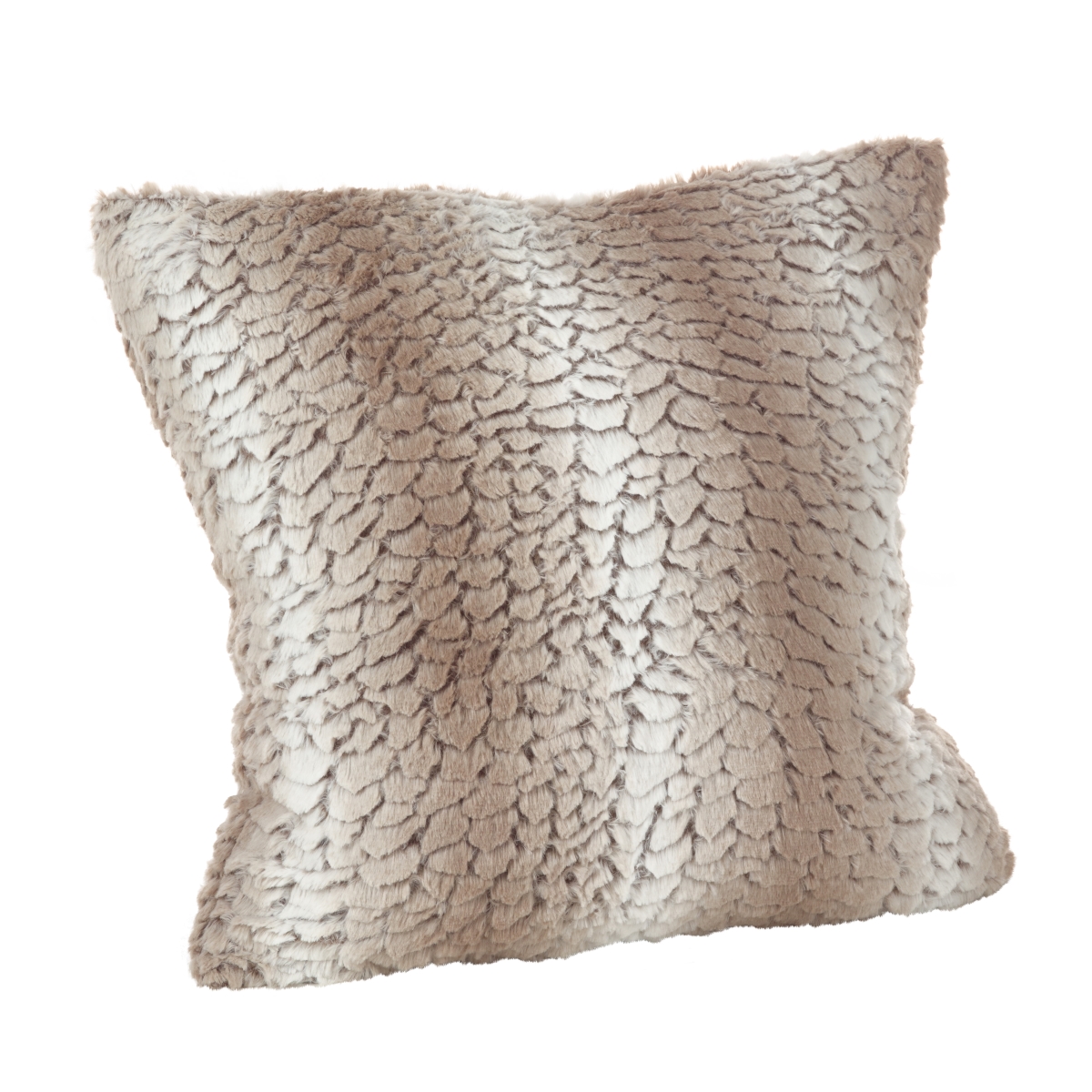 18 in. Faux Fur Poly Filled Throw Pillow, Gray