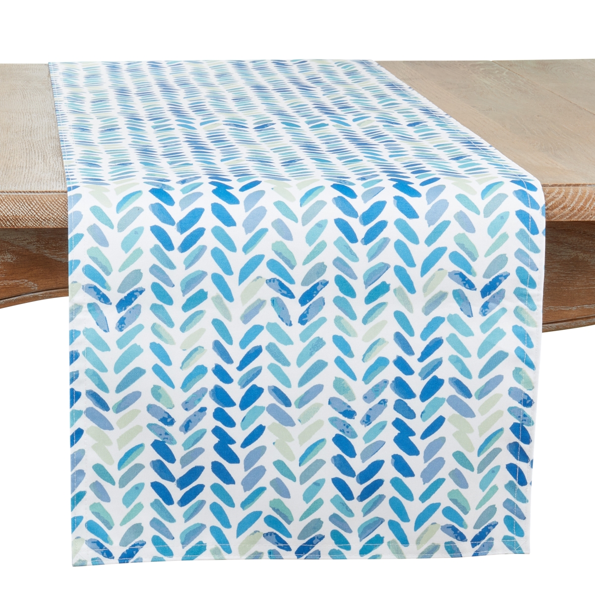 Picture of Saro Lifestyle 6555.BL1654B 16 x 54 in. Watercolor Chevron Design Oblong Table Runner, Blue