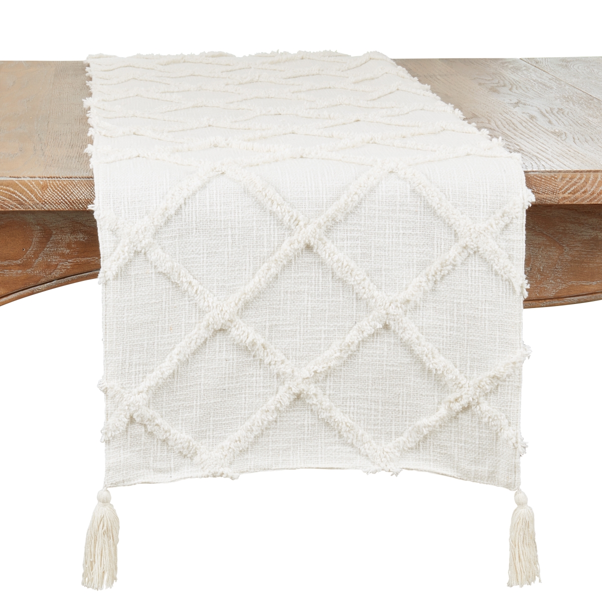 Picture of Saro Lifestyle 4400.I1672B 16 x 72 in. Diamond Tufted Oblong Table Runner, Ivory