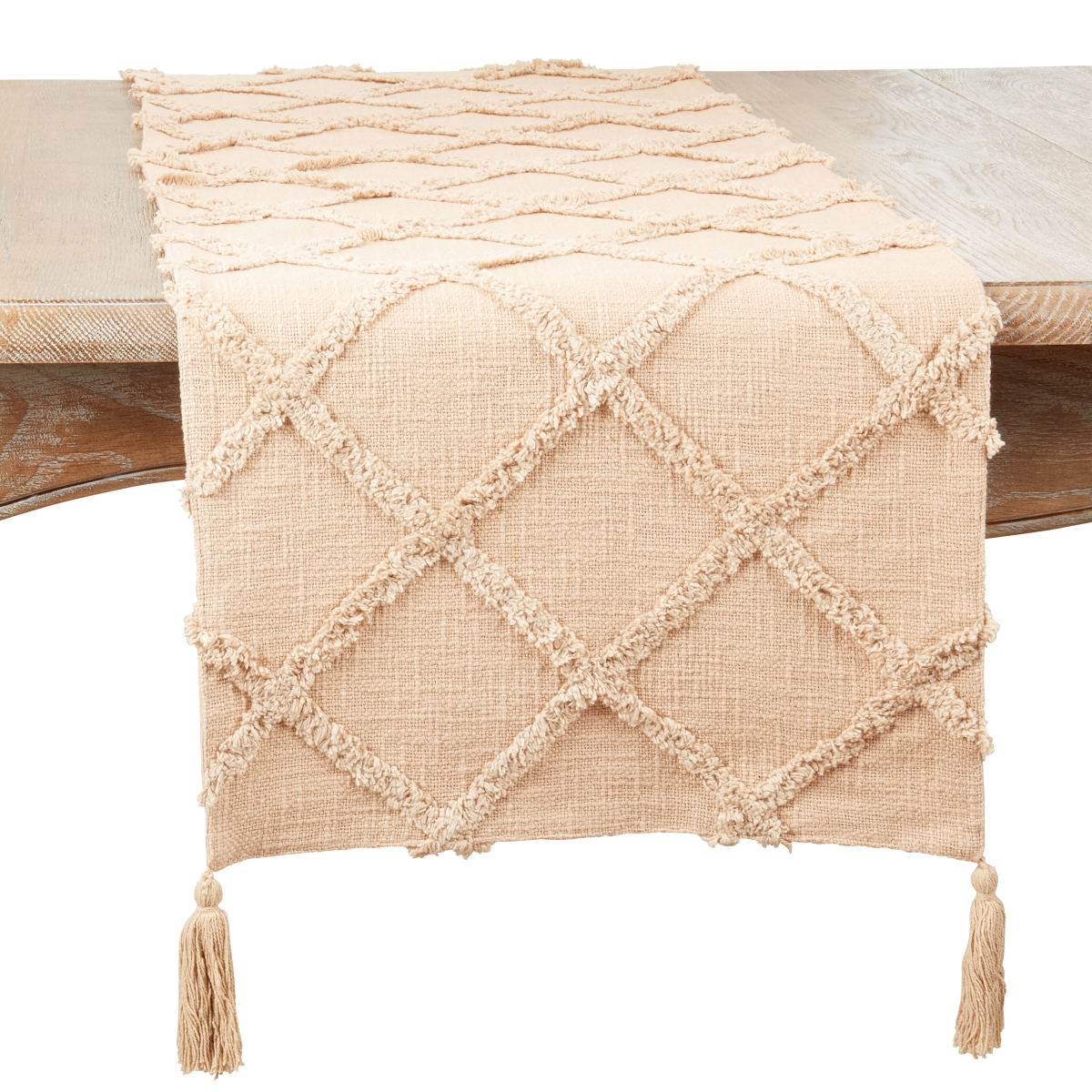 Picture of Saro Lifestyle 4400.N1672B 16 x 72 in. Diamond Tufted Oblong Table Runner, Natural