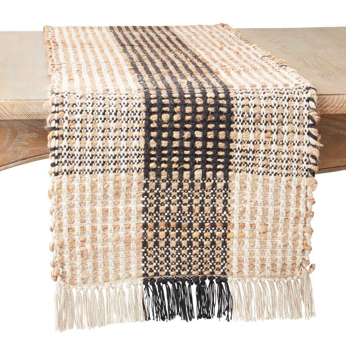 Picture of Saro Lifestyle 625.BW1672B 16 x 72 in. Checkered Dinner Oblong Table Runner, Black & White