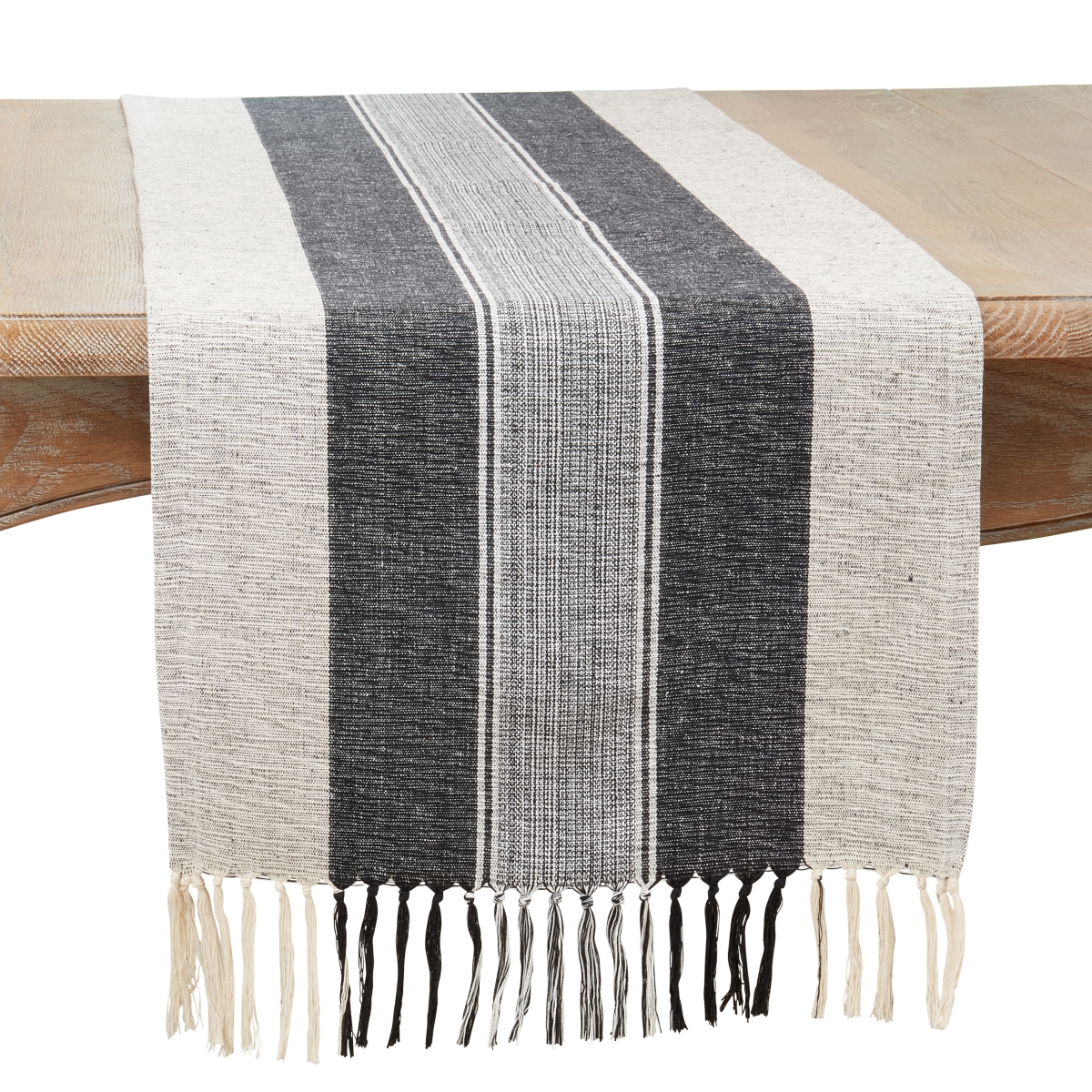 Picture of Saro Lifestyle 1451.BK1672B 16 x 72 in. Stripe Long Oblong Table Runner, Black