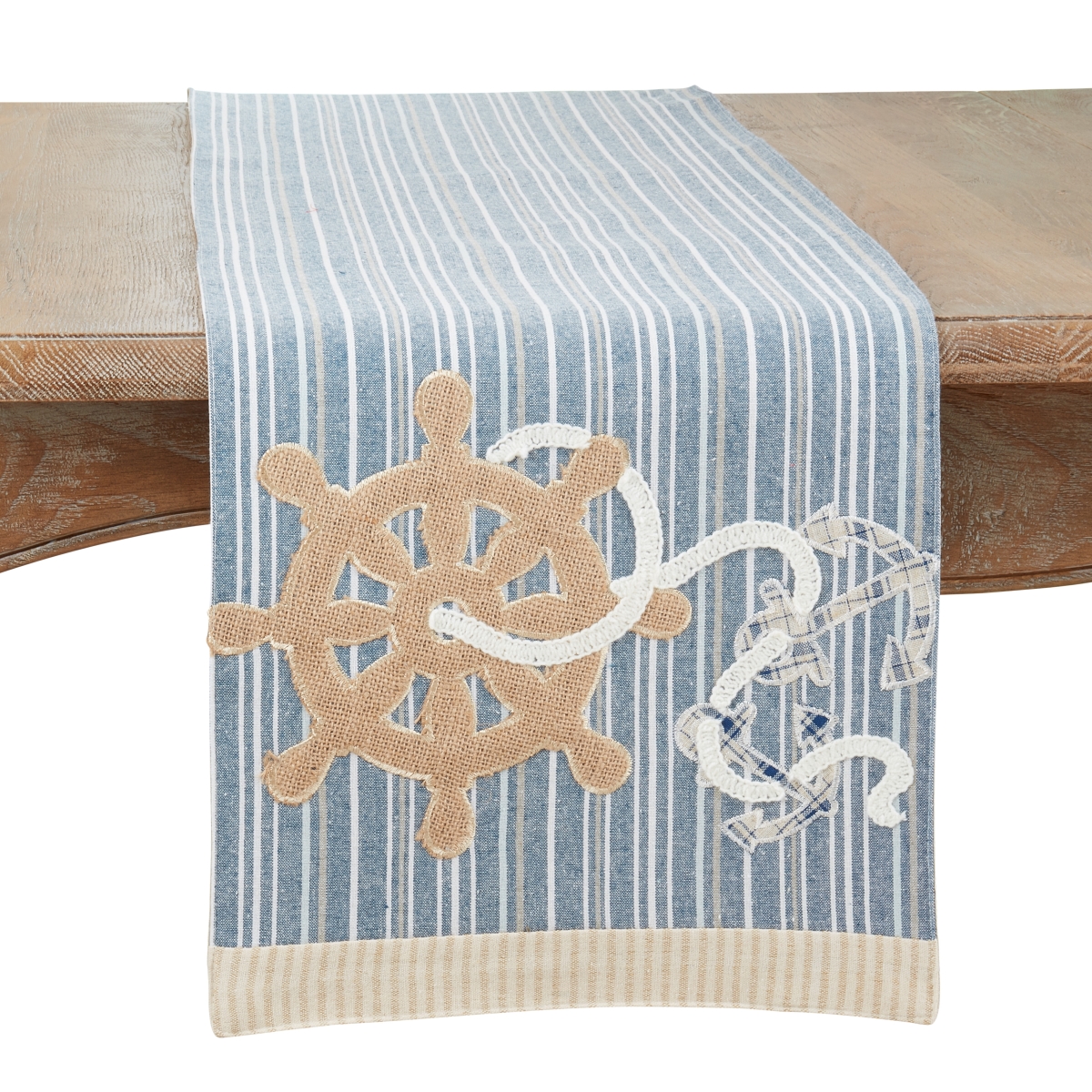 Picture of Saro Lifestyle 4708.NB1472B 14 x 72 in. Helm & Anchor Oblong Table Runner, Navy Blue