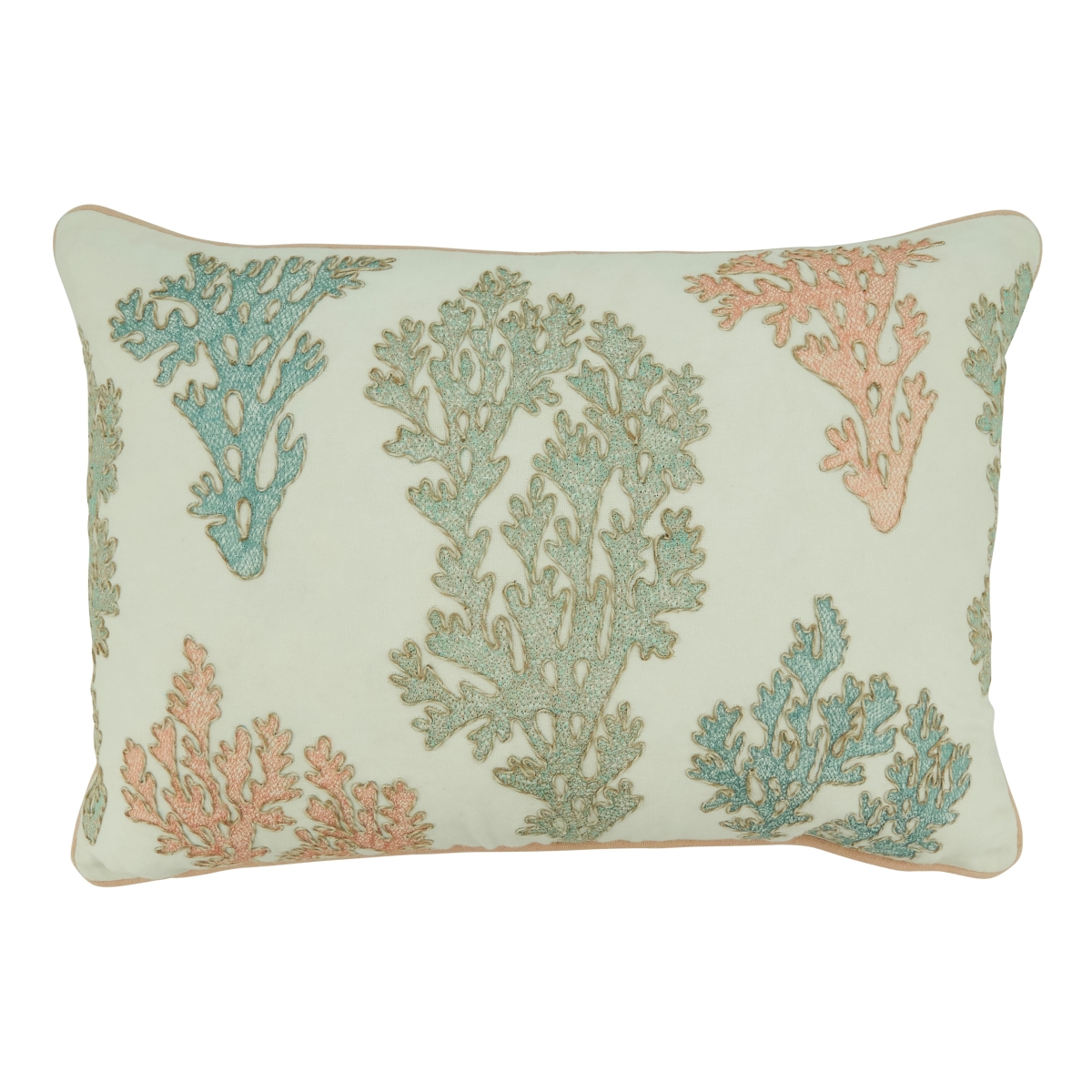 14 x 20 in. Down Filled Coral Throw Oblong Pillow, Multi Color
