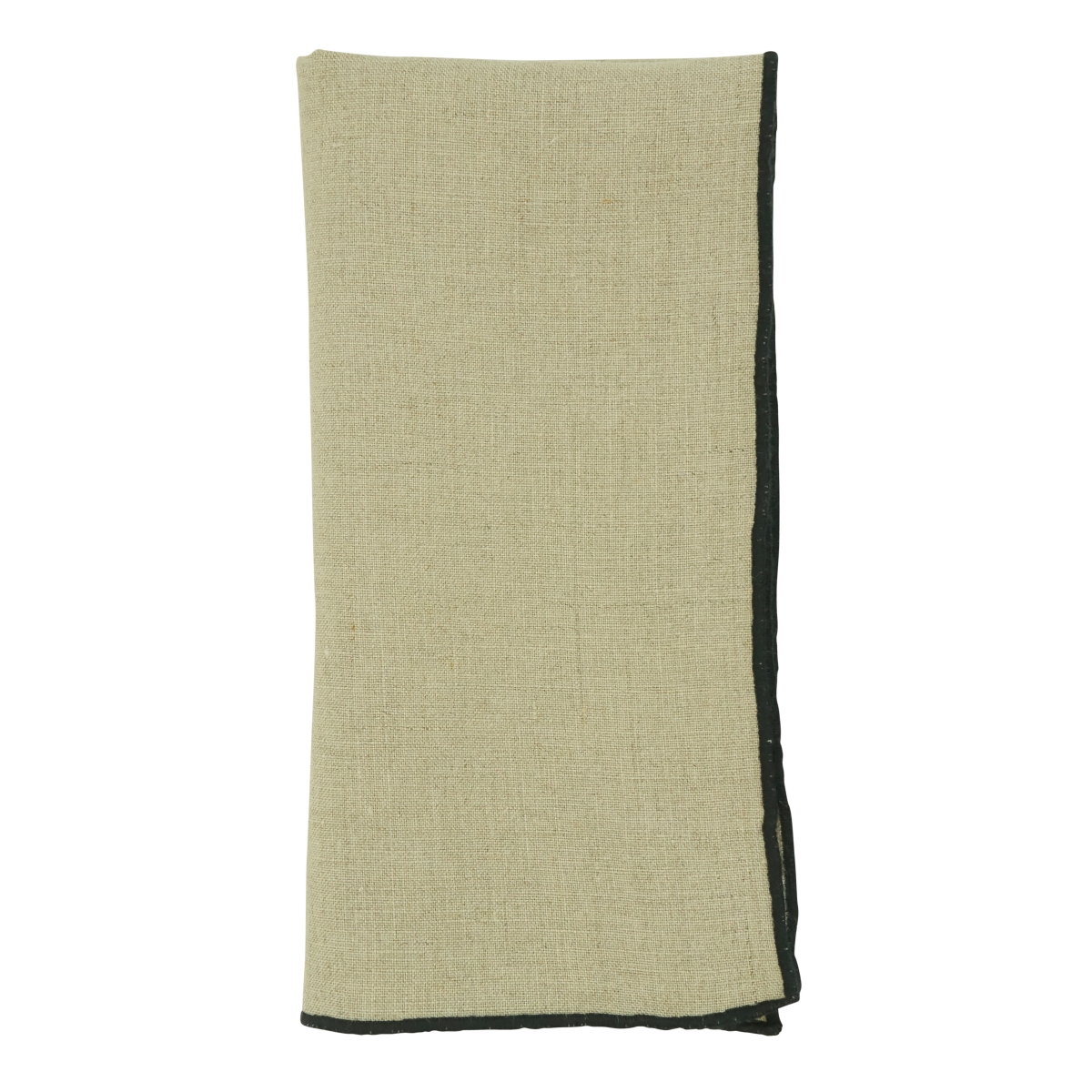 Picture of Saro Lifestyle 1753.BN20S 20 in. Stonewashed Stitch Border Square Table Napkins, Black & Natural - Set of 4