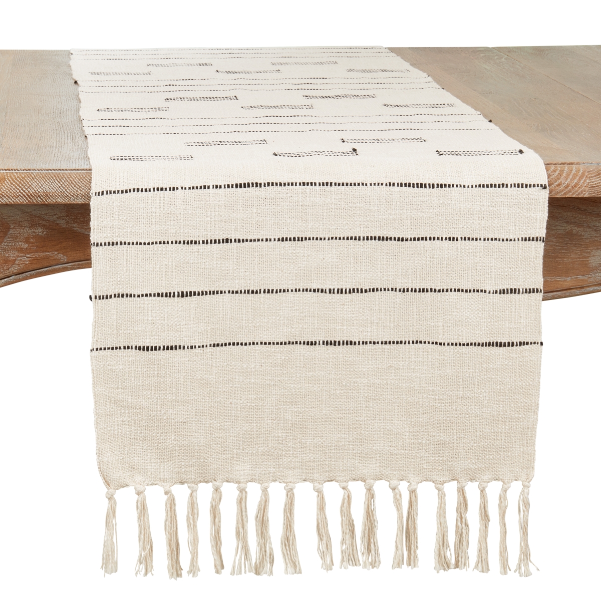 16 x 72 in. Dash Line Table Runner - Off White