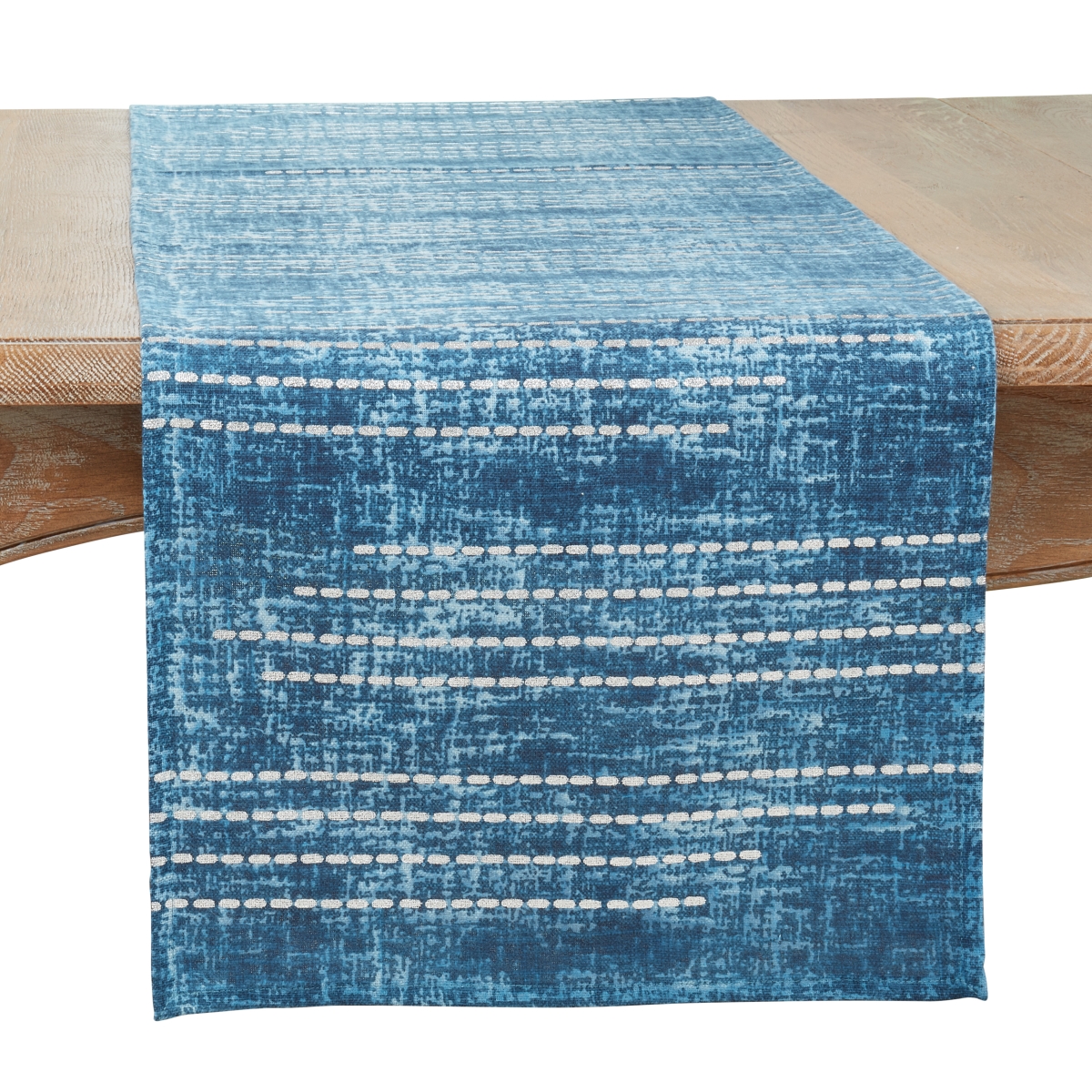 Picture of Saro Lifestyle 2009.S1672B 16 x 72 in. Foil Print Dash Line Oblong Table Runner, Silver
