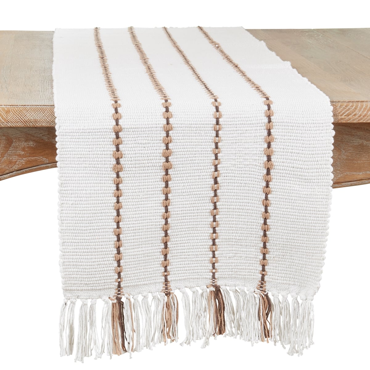 Picture of Saro Lifestyle 2092.I1672B 16 x 72 in. Striped Oblong Table Runner, Ivory