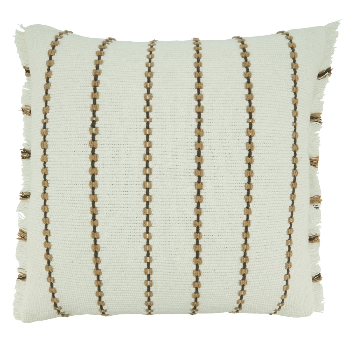 22 in. Poly Filled Striped Throw Square Pillow, Ivory