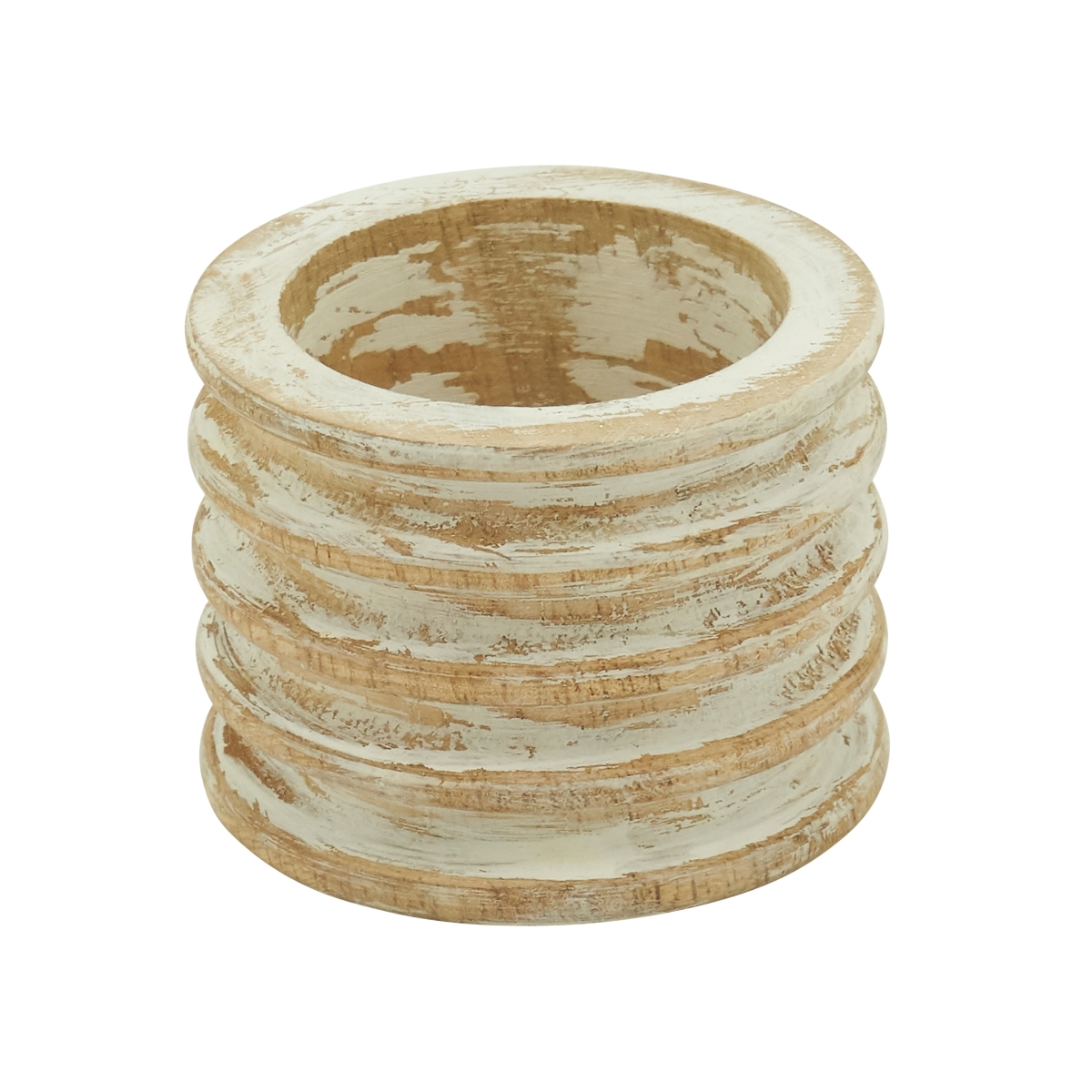 Picture of Saro Lifestyle NR505.W Wood Ribbed Napkin Rings, White - Set of 4