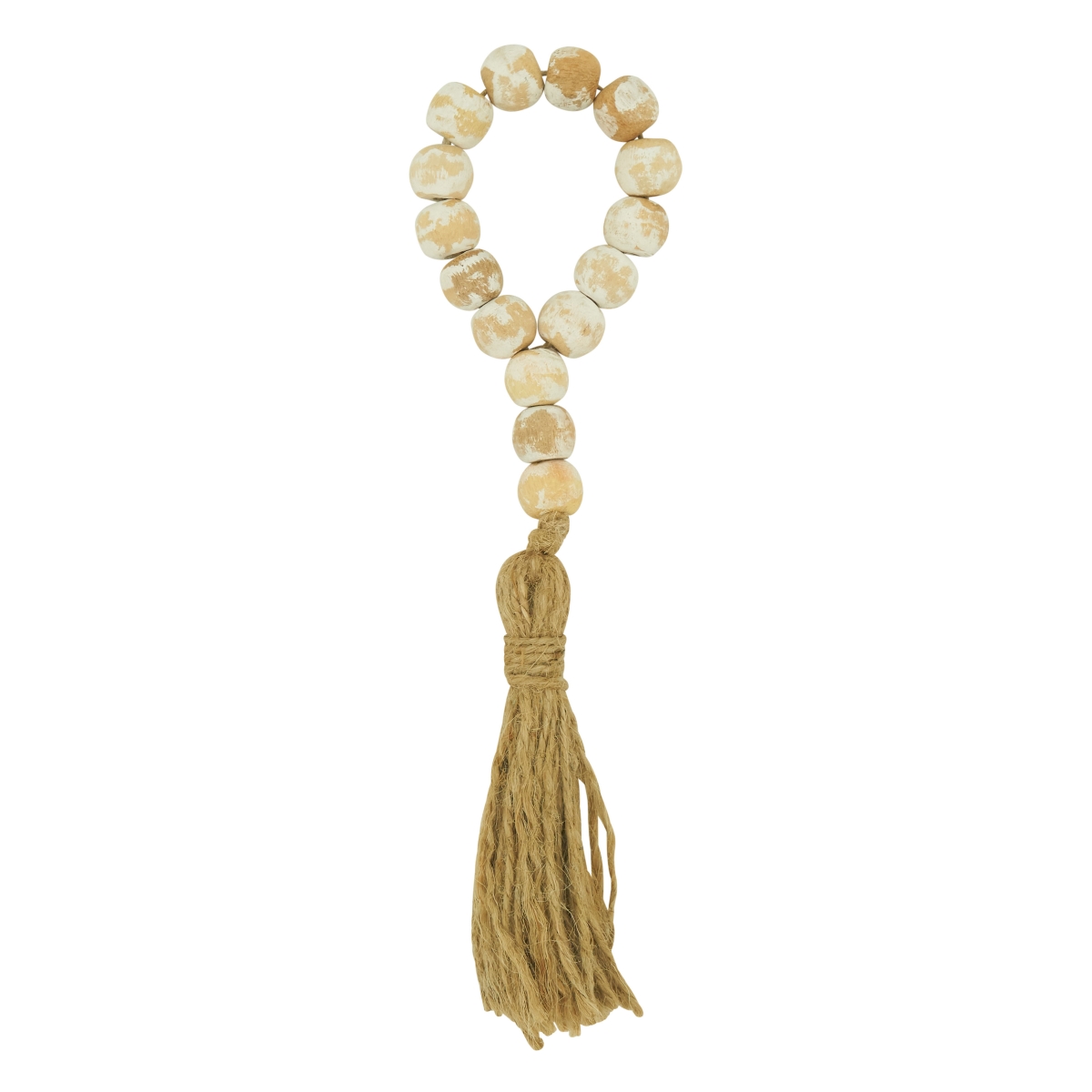 Picture of Saro Lifestyle NR122.W Wood Bead Tassel Napkin Rings, White - Set of 4