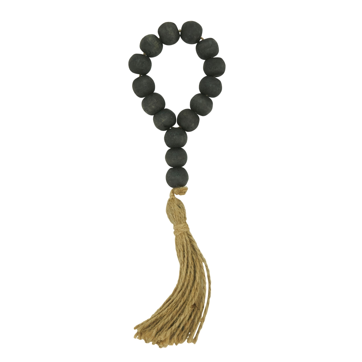 Picture of Saro Lifestyle NR122.BK Wood Bead Tassel Napkin Rings, Black - Set of 4