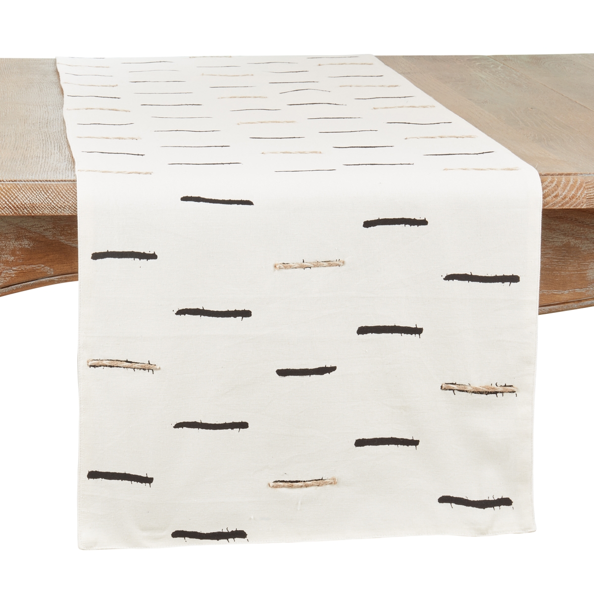 Picture of Saro Lifestyle 716.W1672B 16 x 72 in. Embroidered Dashes Oblong Table Runner, White
