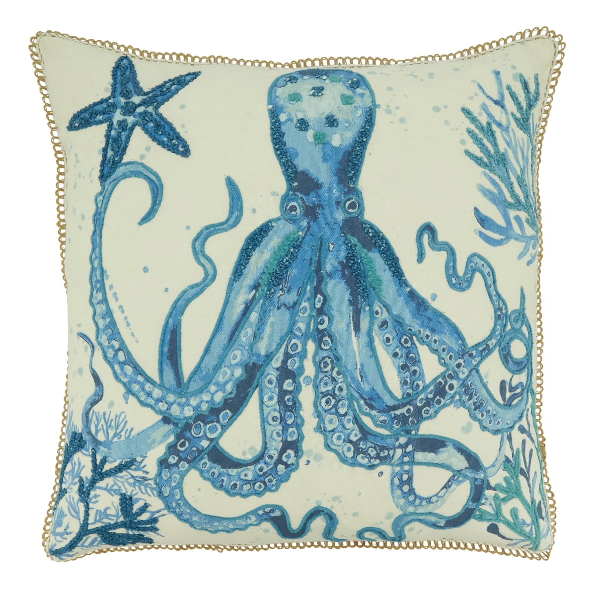 7125.NB20SD 20 in. Down Filled Octopus Throw Square Pillow, Navy Blue