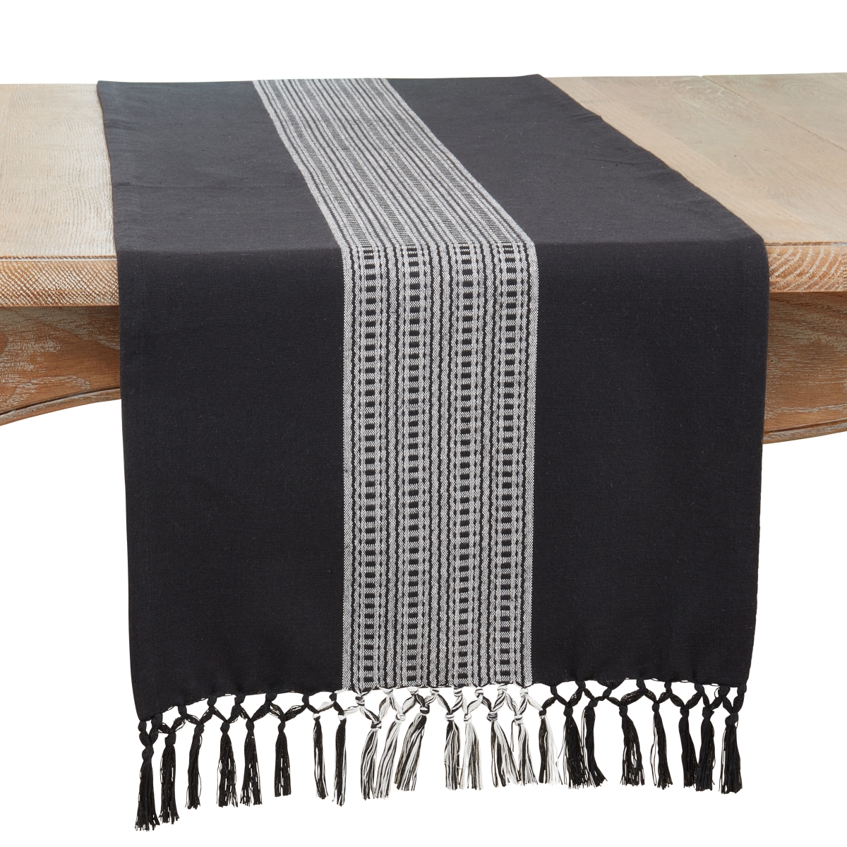 Picture of Saro Lifestyle 365.BK1672B 16 x 72 in. Stripe Design Oblong Table Runner, Grey