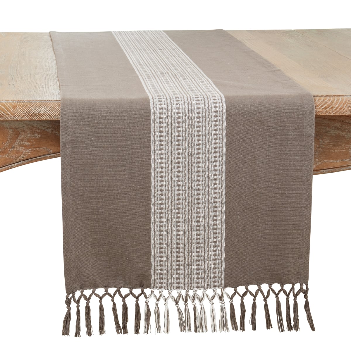 Picture of Saro Lifestyle 365.GY1672B 16 x 72 in. Stripe Design Oblong Table Runner, Khaki