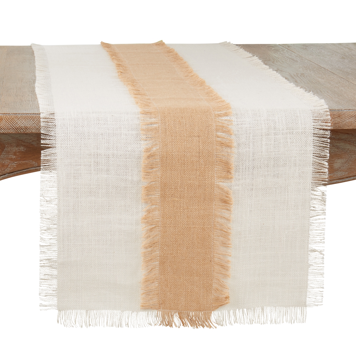 Picture of Saro Lifestyle JU210.I1672B 16 x 72 in. Banded Jute Oblong Table Runner, Ivory