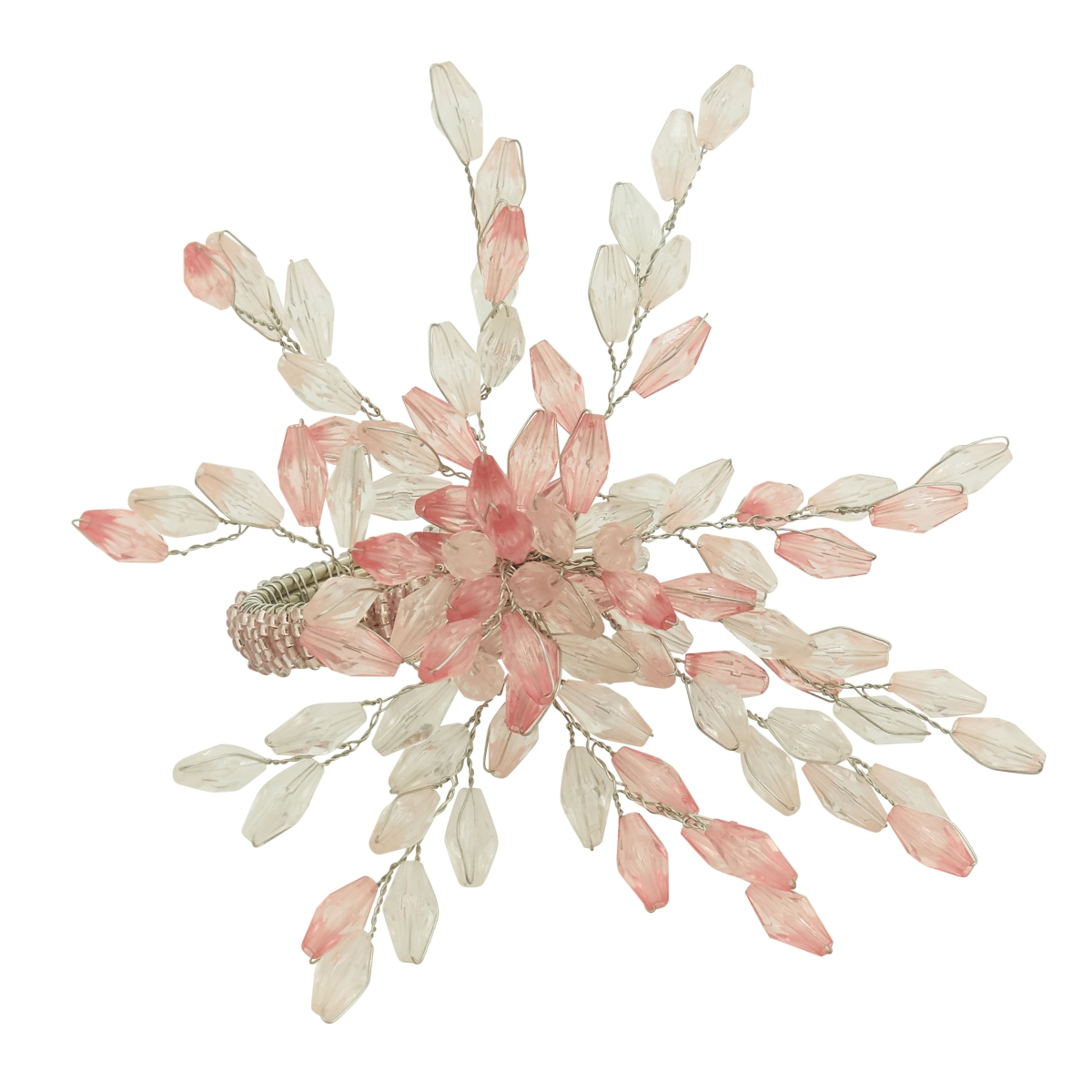 Picture of Saro Lifestyle NR841.P 5 in. Beaded Flower Napkin Rings, Pink - Set of 4