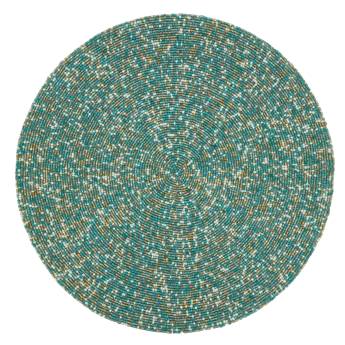 Picture of Saro Lifestyle 3327.A15R 15 in. Beaded Round Table Placemats, Aqua - Set of 4