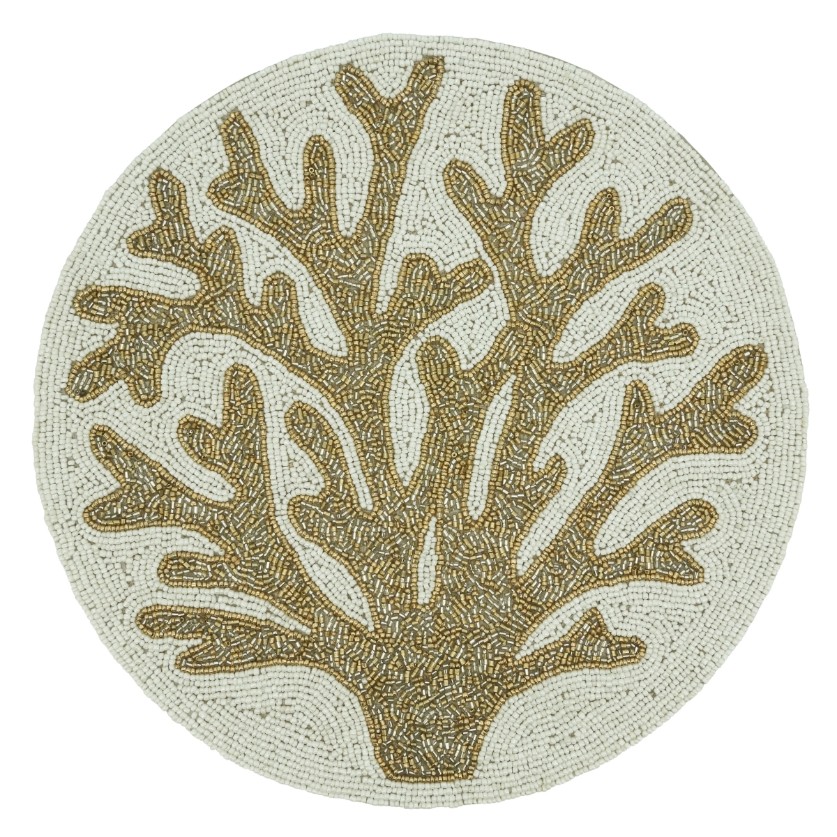 3322.GL15R 15 in. Coral Reef Round Table Placemats, Gold - Set of 4
