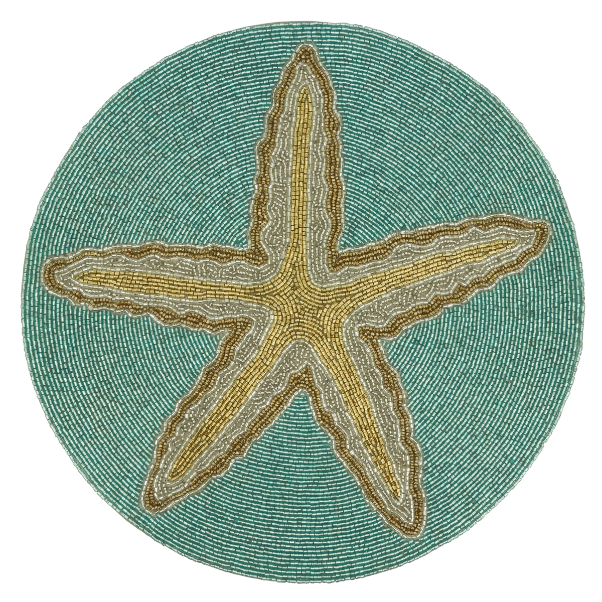 Picture of Saro Lifestyle 3324.A15R 15 in. Starfish Beaded Round Table Placemats, Aqua - Set of 4