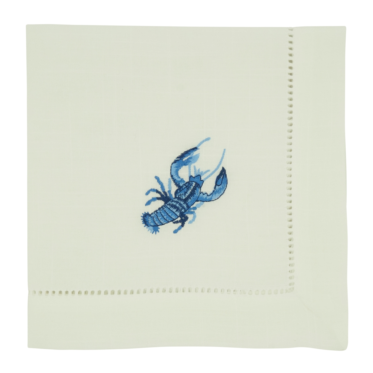 Picture of Saro Lifestyle 6037.W20S 20 in. Embroidered Lobster Square Table Napkins, White - Set of 4
