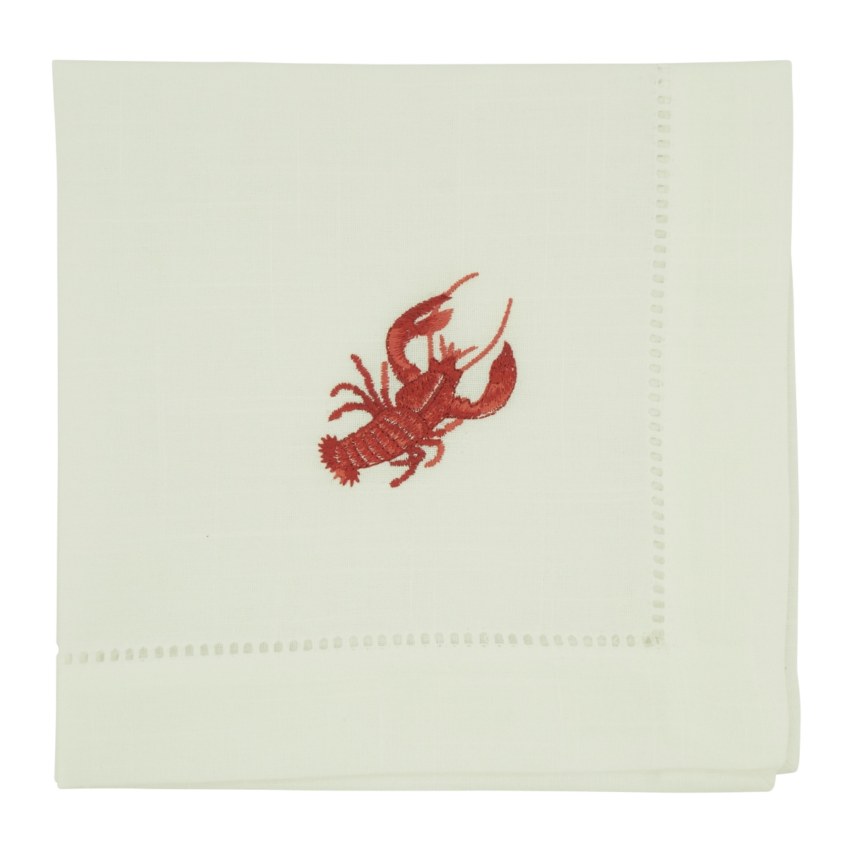 Picture of Saro Lifestyle 6038.W20S 20 in. Embroidered Lobster Square Table Napkins, White - Set of 4