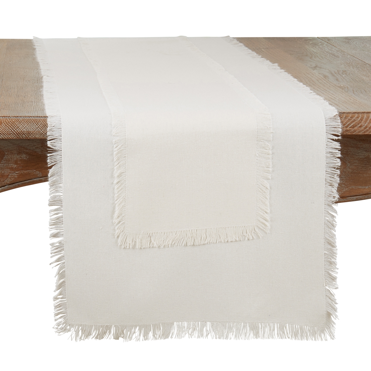 Picture of Saro Lifestyle 5068.I1672B 16 x 72 in. Fringed Dinner Oblong Table Runner, Ivory