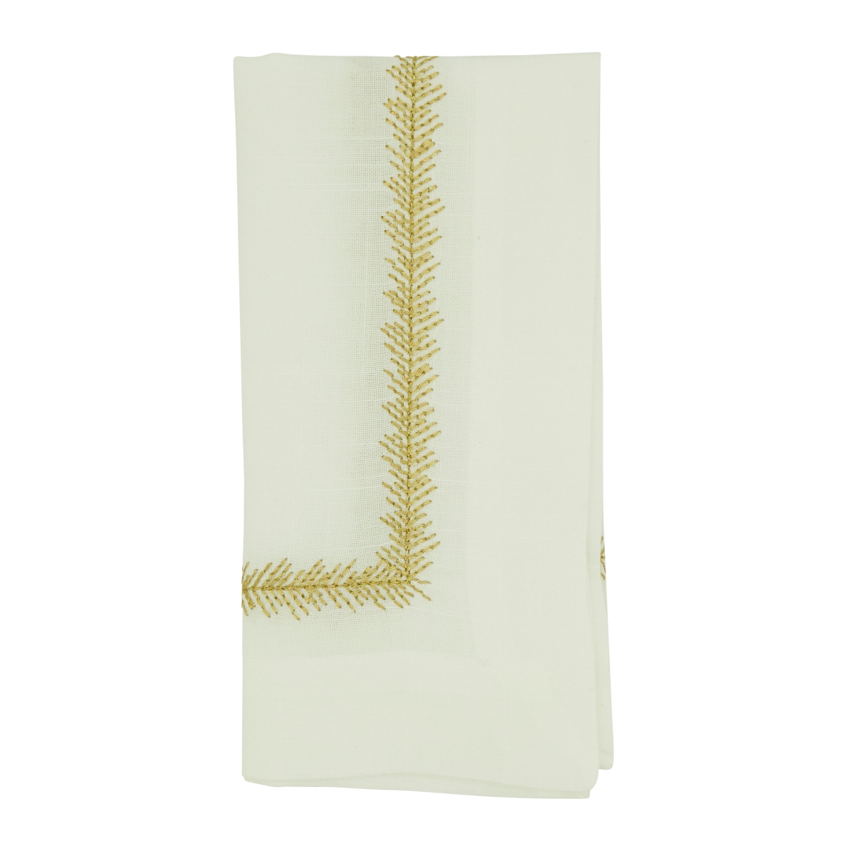 Picture of Saro Lifestyle 5065.GL20S 20 in. Embroidered Border Square Table Napkins, Gold - Set of 4