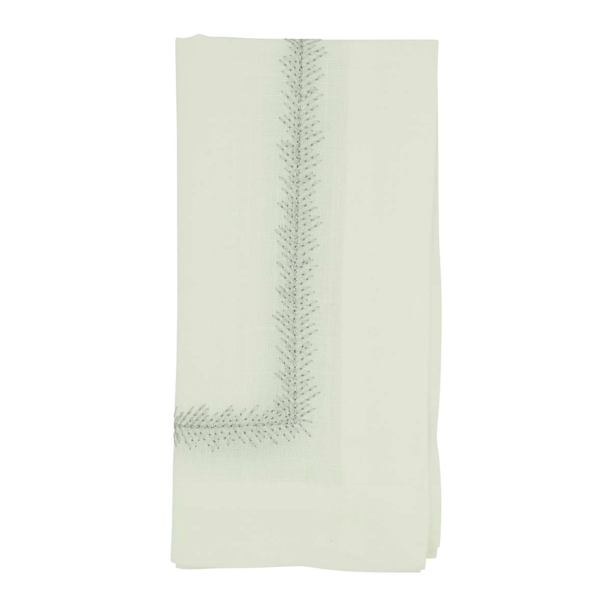 Picture of Saro Lifestyle 5065.S20S 20 in. Embroidered Border Square Table Napkins, Silver - Set of 4