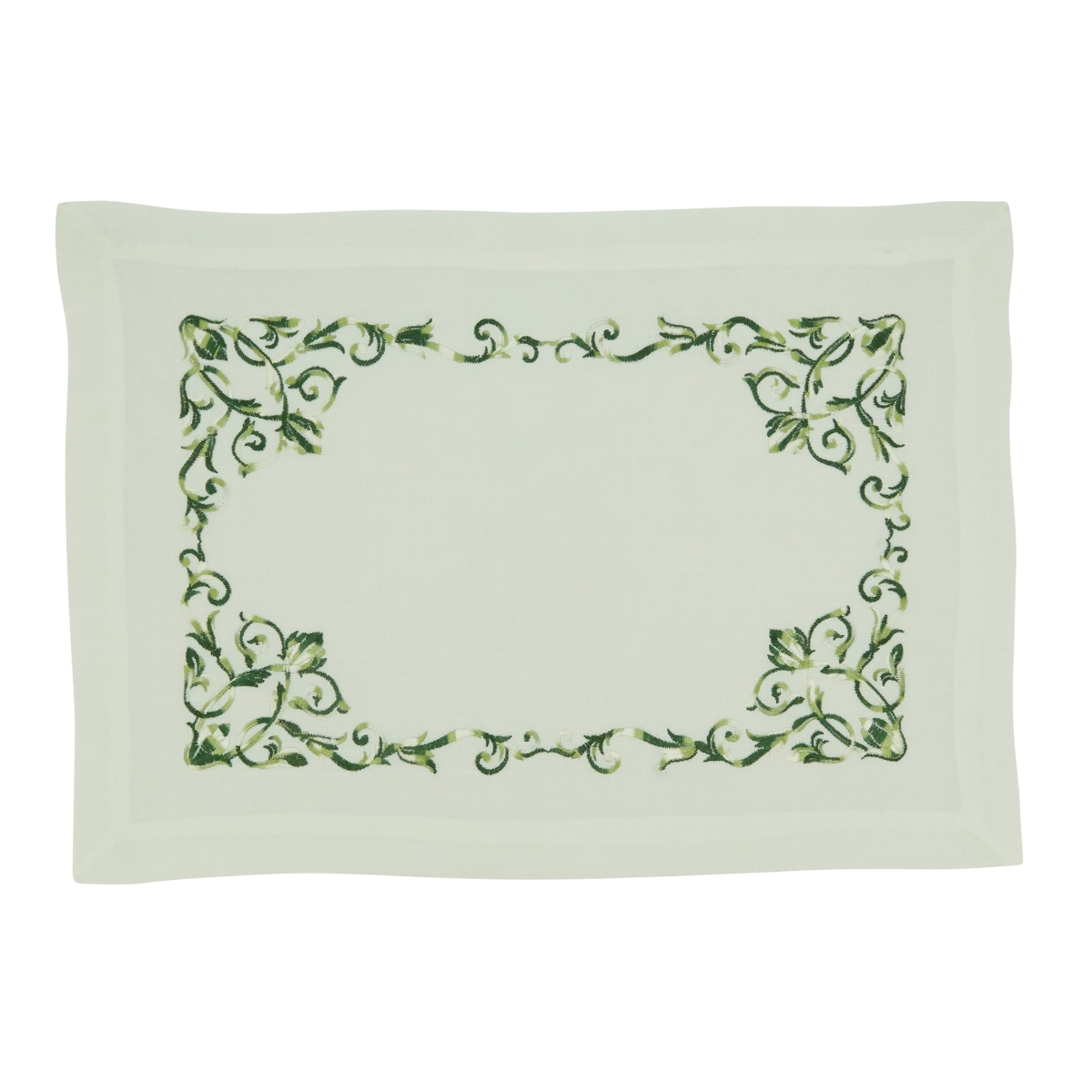 Picture of Saro Lifestyle 6321.G1420B 14 x 20 in. Embroidered Floral Scroll Oblong Table Placemats, Green - Set of 4