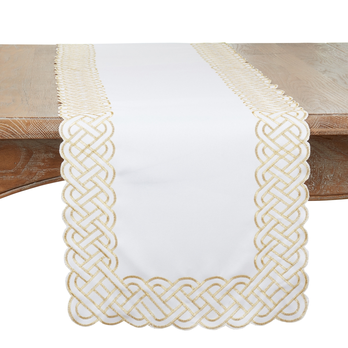 Picture of Saro Lifestyle 1729.GL1672B 16 x 72 in. Braid Embroidered Oblong Table Runner, Gold