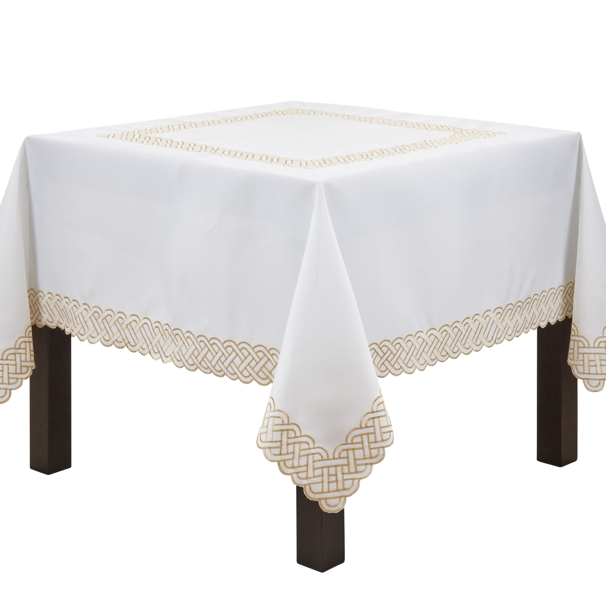 Picture of Saro Lifestyle 1729.GL70S 70 in. Braid Embroidered Square Tablecloth, Gold